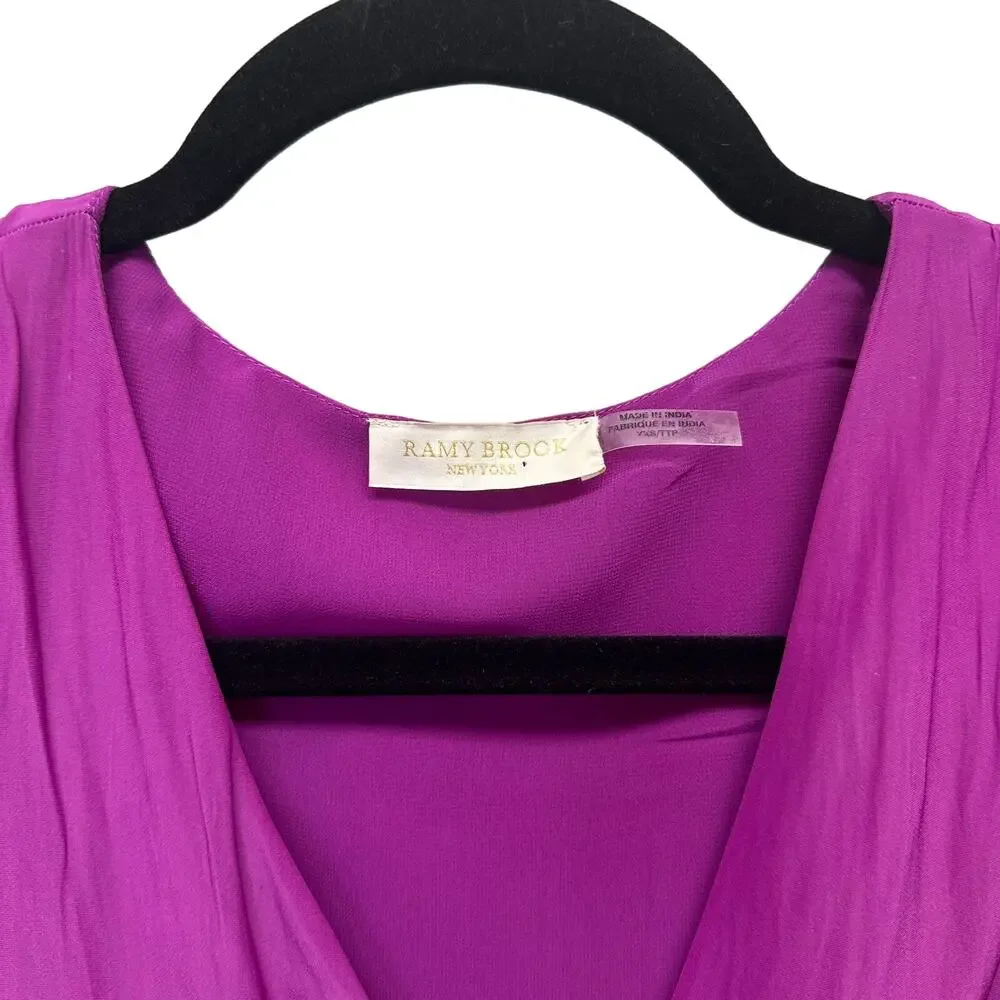 Ramy Brook Eyelet Molly Purple Flare-Sleeve Dress XXS - Picture 4 of 6